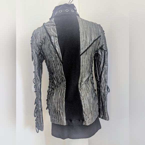 SALVAGE Edgy Metallic Lace Up Jacket; Size M - Picture 6 of 13
